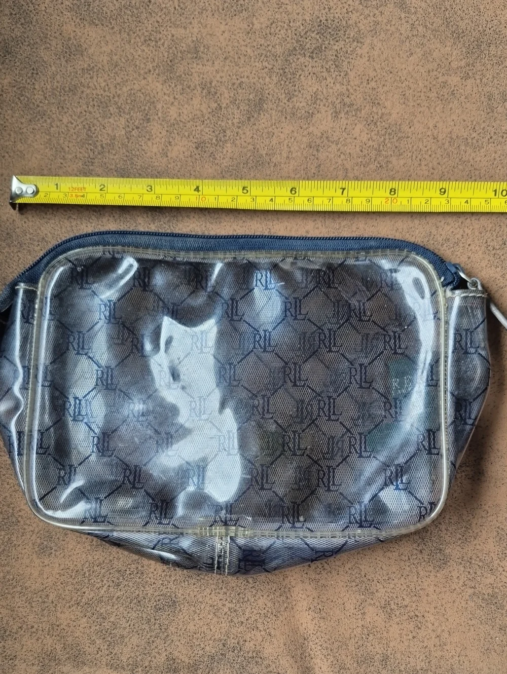 Vintage Lauren Ralph Lauren Monogram Plastic Cosmetic Makeup Bag Travel Pouch